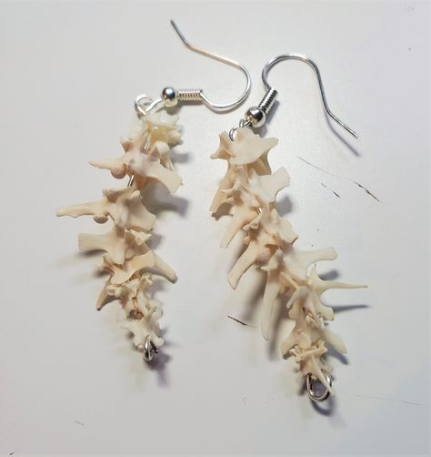 Snake Bone Jewelry, Bone Jewelry Necklaces, Animal Bone Earrings, Animal Bone Jewelry Diy, Diy Bone Jewelry, Bone Jewelry Diy, Vertebrae Jewelry, Bones Accessories, Spine Earrings