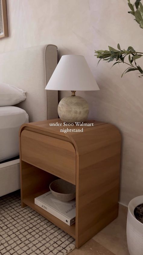 MUSEHOMEINC Modern Solid Wood … curated on LTK Minimal Bedside Table Design, Side Table Dresser, Only One Nightstand In Bedroom, Table Side Bed, One Nightstand Bedroom Ideas, Oak And Walnut Living Room, Bed Furniture Design Woods, Light Wood Bedside Table, One Nightstand Bedroom Layout