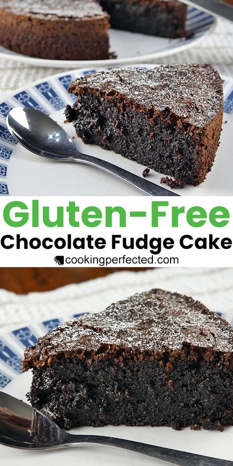 Gluten-Free Chocolate Fudge Cake Gluten Free Chocolate Brownies, Gluten Free Fudge, Hot Fudge Cake, Gluten Free Dairy Free Dessert, Cake Gluten Free, Gluten Free Chocolate Cake, Gluten Free Chocolate Chip Cookies, Chocolate Fudge Cake, Bread Ingredients