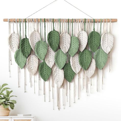 PRICES MAY VARY. 【Material】：The macrame wall hanging is woven from cotton thread, which is soft in texture, durable and odorless. This aesthetic wall art is very suitable for modern minimalist decoration or bohemian style, and is the perfect decoration for your house. 【Size】：39x29.5inches/100x75cm. A large bohemian wall decor for bedroom , no matter where you want to hang it. It will ensure that it becomes the center of attention. 【Hand Woven】：Our quality macrame woven tapestry is made by skille Simple Green Room Decor, Bohemian Macrame Wall Hanging, Hand Woven Wall Art, Large Crochet Wall Hanging, Macrame Plant Wall Hanging, Easy Diy Room Decor For Teens, Succulent Arrangements Wall, Boho Office Decor At Work, Bohemian Classroom Decor