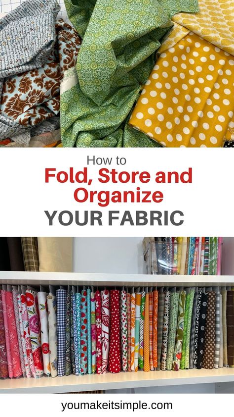 Organizing Fabric Scraps, Sewing Room Inspiration, Sewing Room Storage, Sewing Spaces, Sewing Room Design, Folded Fabric, Sewing Room Organization, Quilting Room, Sewing Space