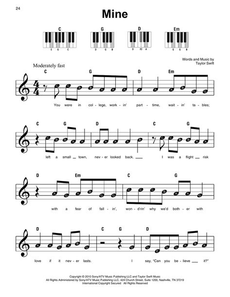 Sheet Music Taylor Swift, Taylor Swift Mine, Music Taylor Swift, Piano Duet, Piano Notes Songs, Taylor Swift Music, Piano Chords, Sheet Music Notes, Taylor Swift Songs