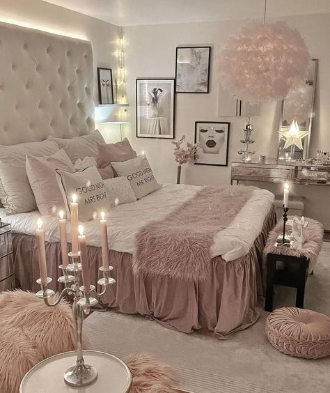 Home Decor Idea on Instagram: “—— homebyis Have a great evening ✨💕 ———————————————— 💟💟💟💟💟💟💟💟💟 Follow 👉@homedecorideaus👈 Follow 👉@homedecorideas👈 . . Credit @homebyis…” Bedroom Ideas Interior Design, Have A Great Evening, Romantic Interior, Glam Bedroom Decor, Decorating Ideas Bedroom, Classy Bedroom, Glam Bedroom, Glam Room, Girly Room