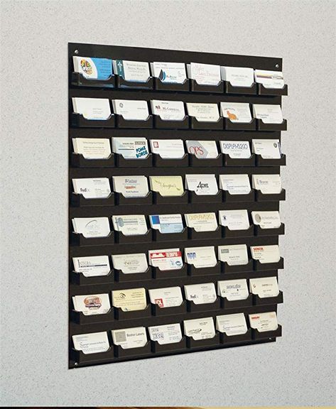 Amazon.com : Displays2go 48-Pocket Wall Mount Business Card Holder Rack, Black Acrylic (BCCBLKWM48) : Gift Cards Stand For Display : Office Products Business Card Board Display, Business Card Holder Display, Business Card Displays, Card Displays, Home Bar Accessories, Wall Holder, Wall Mount Rack, Office Supply Organization, Medical Office