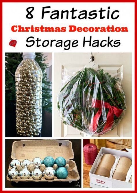 8 Christmas Decoration Storage Hacks- Putting away your Christmas decor isn't half as fun as getting it out! But organizing it doesn't have to be difficult, or costly. This year, have an easier time putting the decorations away and give these Christmas decoration storage hacks a try! | Christmas organization ideas, organizing tips, budget organizing ideas, upcycle, repurpose, Christmas storage containers, #ChristmasDecor #organizing #ACultivatedNest Ornament Organization Diy, Storage Christmas Lights, Christmas Decor Organization Ideas, Organizing Christmas Decorations Storage, Christmas Storage Hacks, Wreath Storage Ideas, Christmas Organization Ideas, Christmas Decor Organization, Ornament Organization