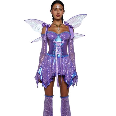 Sold Out On Site Size M (Comes With Wings,Matching Leg Warmers, Never Worn Ear Cuffs And Gems All Four Seen On Model) Will Come With Lilac Amazon Shorts That Match The Costume Size M Just Message Beforehand! Will Be Shipped Asap Halloween Fashion Outfits, Summer Graduation Dress, Fairycore Outfit, Les Nereides, Fairy Dresses, Costume Store, Pride Outfit, Fairy Costume, Festival Looks