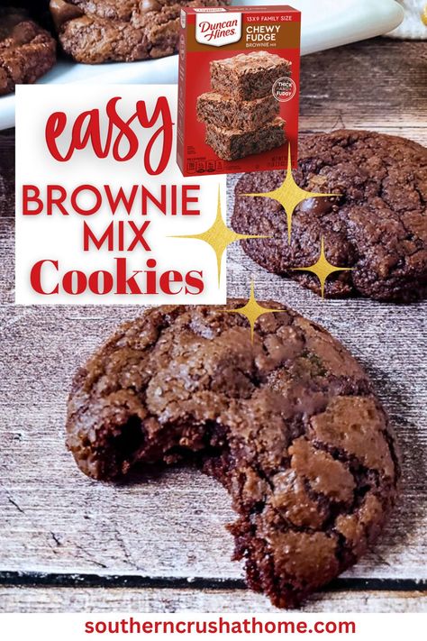 Brownie Mix Cookies Cookie Brownies From Mix Boxes, Box Brownies Cookies, Things To Make With Brownie Mix Boxes, How To Turn Brownie Mix Into Cookies, Brownie Cookie Mix Recipe, Cookies With Brownie Mix Easy, Easy Brownie Cookies 3 Ingredients, Choc Brownie Cookies, Gluten Free Brownie Mix Cookies