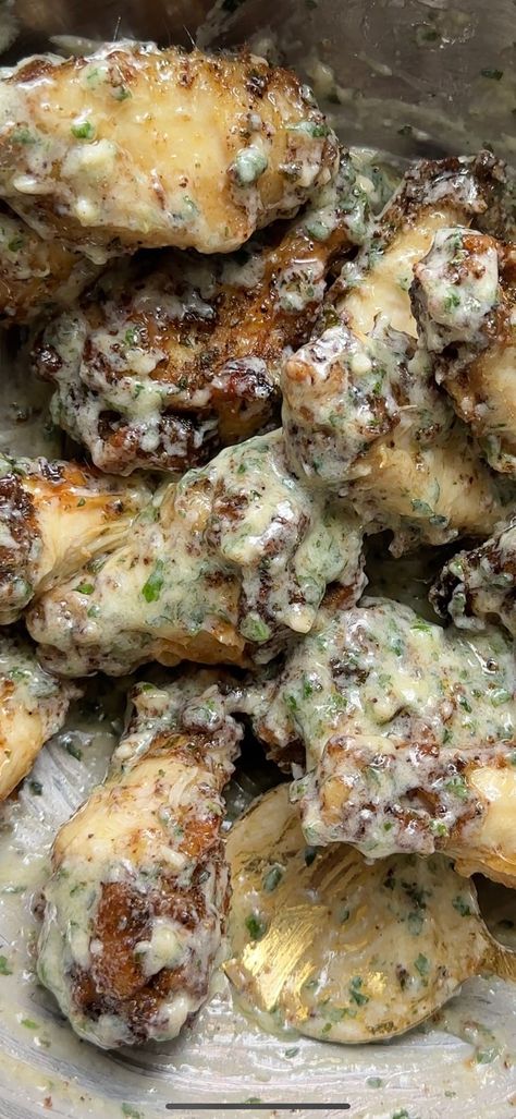 Recipes by Remi Lemon And Herb Sauce, Jamaican Oxtail Stew, Parmesan Wing Sauce, Marinated Wings, Wings Food, Parmesan Wings, Garlic Parmesan Wings, Garlic Parmesan Sauce, Creamy Macaroni And Cheese