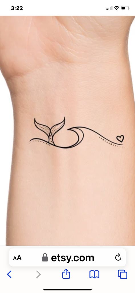 4 Waves Tattoo, Best Friend Wave Tattoos, Simple Mermaid Tattoo Ideas For Women, Pices Tattoo Women, Small Beach Tattoo For Women, Simple Mermaid Tattoo, Small Mermaid Tattoo, Mommy Daughter Tattoos, Small Beach Tattoos