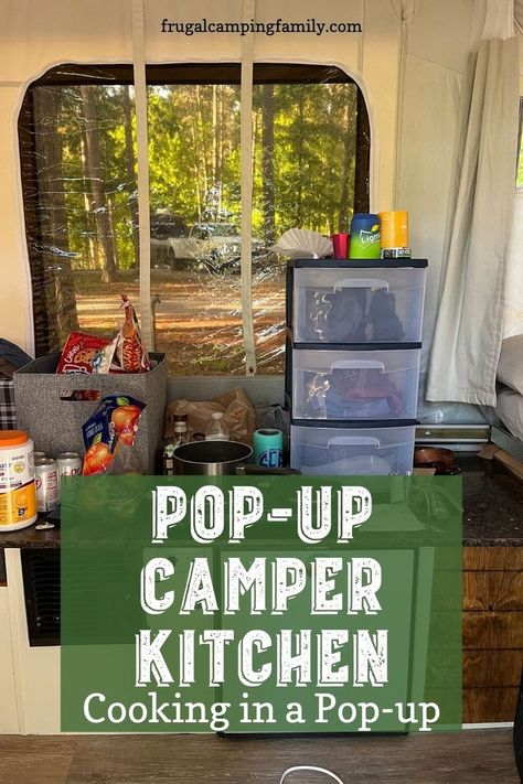 Pop Up Camper Packing List, Pop Up Camper Essentials, Pop Up Camper Hacks Storage Ideas, Pop Up Camper Must Haves, Pop Up Camper Kitchen, Pop Up Trailer Hacks, Pop Up Camper Interior Ideas, Pop Up Camper Storage Ideas, Pop Up Camper Storage