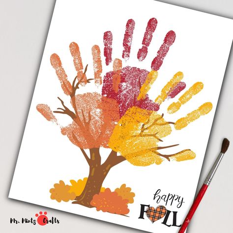 Celebrate the beauty of autumn with this delightful ‘Happy Fall’ handprint tree craft. Perfect for kids, this art project uses vibrant fall colors to create a tree with handprints as the leaves, capturing the essence of the season. Ideal for classrooms, homeschooling, or a fun family activity, this craft helps children express their creativity while learning about the changing seasons. Easy to follow and mess-free, it’s a great way to engage little ones in hands-on learning. THIS LISTING IS FOR A DIGITAL COPY OF THE PRINTABLE TEMPLATES ONLY. -------------------------------------------------------------YOU WILL RECEIVE A4 and 8.5x11" size (high quality JPG files).*No physical product will be shipped, this is a digital downloadable art print.NOTE: Due to different monitor calibrations, note Handprint Leaves, Handprint Tree Craft, Autumn Art Projects, Handprint Tree, Fall Activity, Fall Arts And Crafts, Fall Art Projects, Fall Tree, Tree Craft