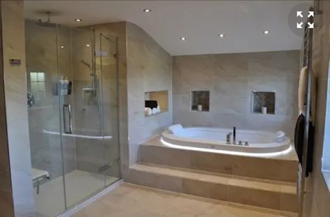 Jacuzzi Bathroom, Sunken Bath, Modern Ensuite, Sunken Bathtub, Jacuzzi Room, Sunken Tub, Jacuzzi Bath, Bathroom Showers, Log Cabin Ideas