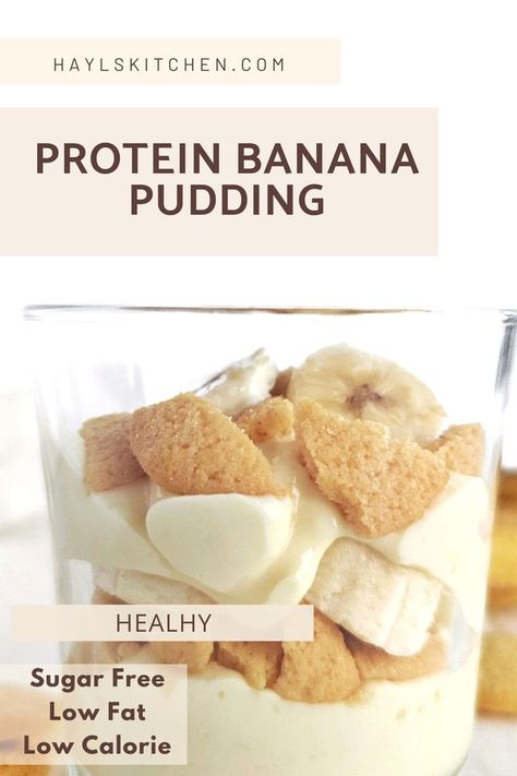 Healthy Protein Banana Pudding with layers of protein powder custard, sugar free vanilla waters and fresh banana. This banana cream pudding is an easy, healthy, no bake recipe without condensed milk or any added sugar. Protein Banana Pudding, Gluten Free Banana Pudding, Vanilla Wafer Banana Pudding, Protein Powder Recipes Shakes, Healthy Banana Pudding, Banana Pudding Ice Cream, Protein Dessert Recipes, Banana Pudding Pies, Healthy Pudding