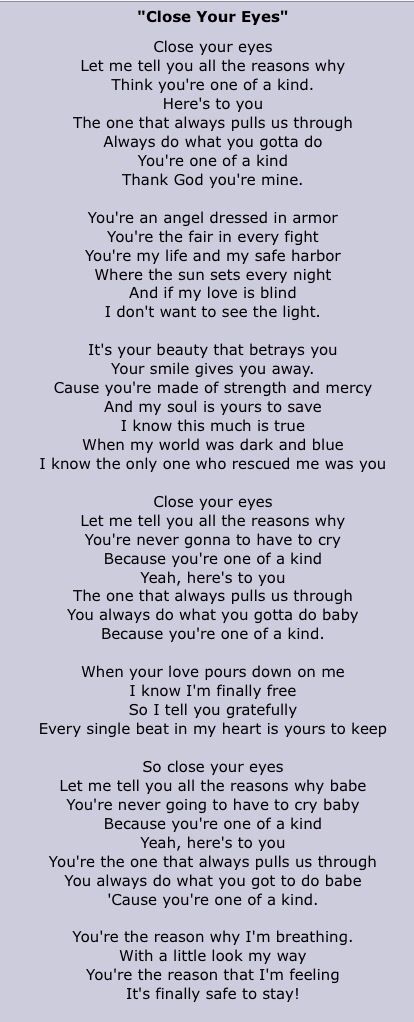 Michael Buble "close your eyes" Dedicated to my sweetheart and the love of my life my loving husband George..i love you to the moon and stars and back ALWAYS and FOREVER babe!!!