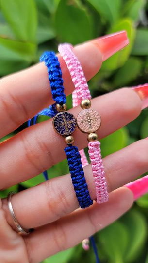 Shop The Pretty Rag's Bracelet collection today! St Benedict Bracelet, Braided Bracelet Diy, Opening Doors, Mexican Jewelry, Saint Benedict, Braided Bracelet, Bracelet Diy, Bracelet Collection, Pink Bracelet