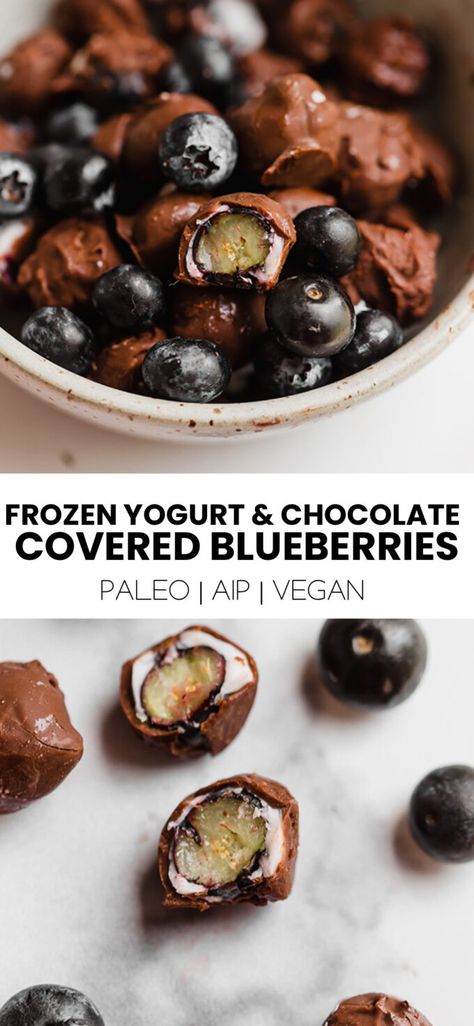 Yogurt Covered Fruit, Yogurt Covered Blueberries, Aip Vegan, Chocolate Covered Blueberries, Healthy Summer Snacks, Healthy Homemade Snacks, Chocolate Yogurt, Blueberry Chocolate, Chocolate Covered Fruit