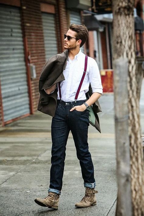 First Date suspenders 2 Braces Menswear, Suspenders With Jeans, How To Wear Suspenders, Outfit Herren, Suspenders Fashion, Americana Vintage, Mens Fashion Blazer, Mens Fashion Business, Casual Outfit Inspiration