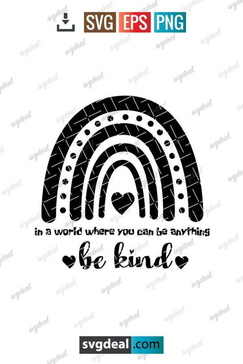 Be Kind Boho Rainbow Svg Boho Rainbow, Svg Free Files, Free Svg, Silhouette Designer Edition, Vinyl Wall, Invitation Cards, Digital Artwork, Cricut, Rainbow