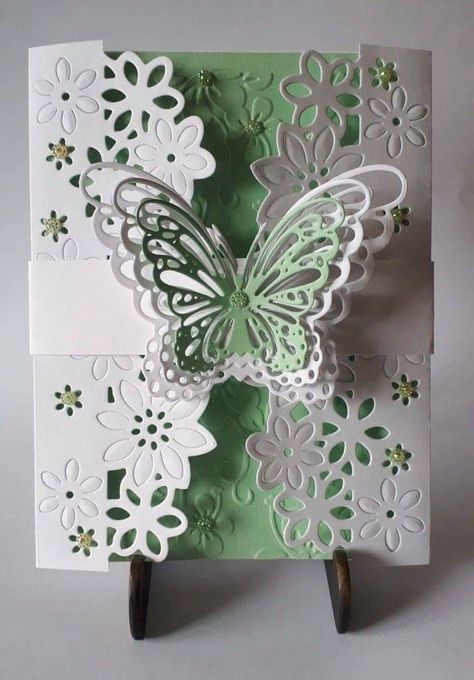 Butterfly Cards Handmade, Butterfly Birthday Cards, Gatefold Cards, Cricut Cards, Shaped Cards, Embossed Cards, Beautiful Handmade Cards, Fancy Fold Cards, Birthday Cards Diy