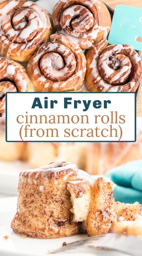 Pillsbury Cinnamon Roll Recipes, Air Fryer Cinnamon Rolls, Canned Cinnamon Rolls, Cinnamon Rolls From Scratch, Air Fryer Recipes Dessert, Pillsbury Cinnamon Rolls, Small Air Fryer, Cinnabon Cinnamon Rolls, Air Fryer Oven Recipes