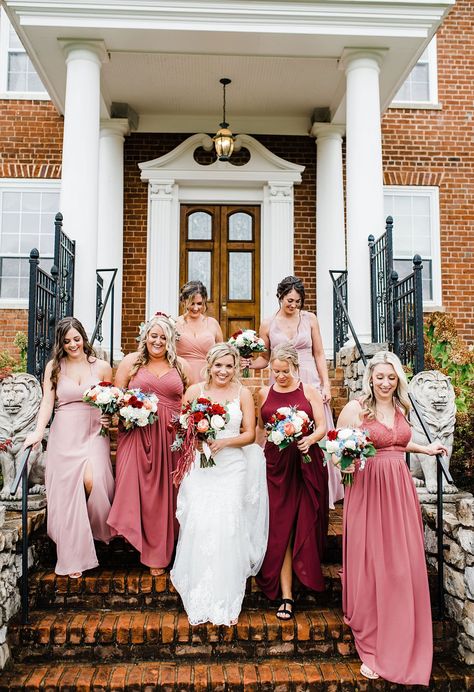 Copy This Lovely Red and Pink Wedding Theme for Your Big Day Pink And Red Themed Wedding, Red And Pink Bridesmaid Dresses, Pink And Red Wedding Theme, Red And Blush Wedding, Red And Pink Wedding, Monochromatic Wedding, Wedding Theme Color Schemes, Blush Wedding Colors, Dusty Pink Weddings