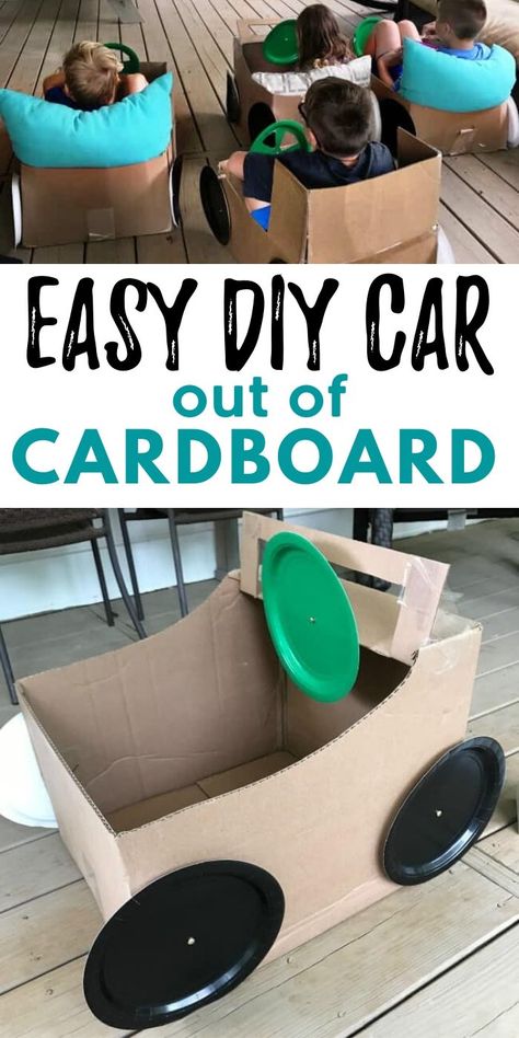 Car Out Of Cardboard, Cardboard Box Cars, Cardboard Box Car, Gratitude Journal For Kids, Cardboard Crafts Kids, Mario Y Luigi, Box Cars, Cardboard Car, Journal For Kids