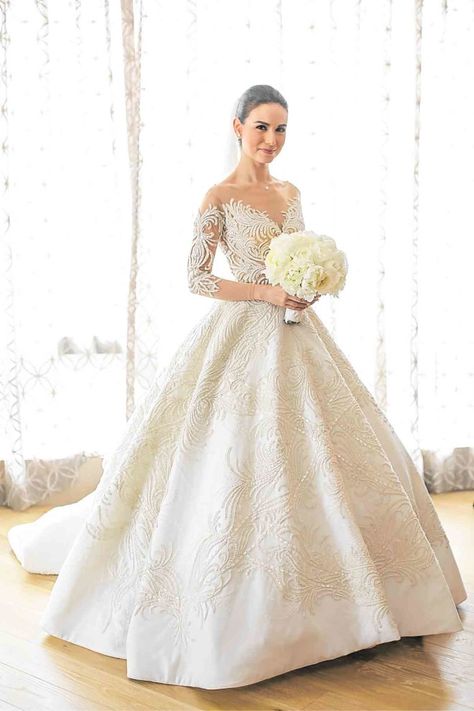 RIMA Ostwani dressed for the altar in custommade Francis Libiran Francis Libiran, Wedding Frocks, Shopping Link, Wedding Dress Gallery, Top Wedding Dresses, Wedding Gowns Lace, Tulle Wedding Dress, Beautiful Wedding Dresses, Ball Gowns Wedding