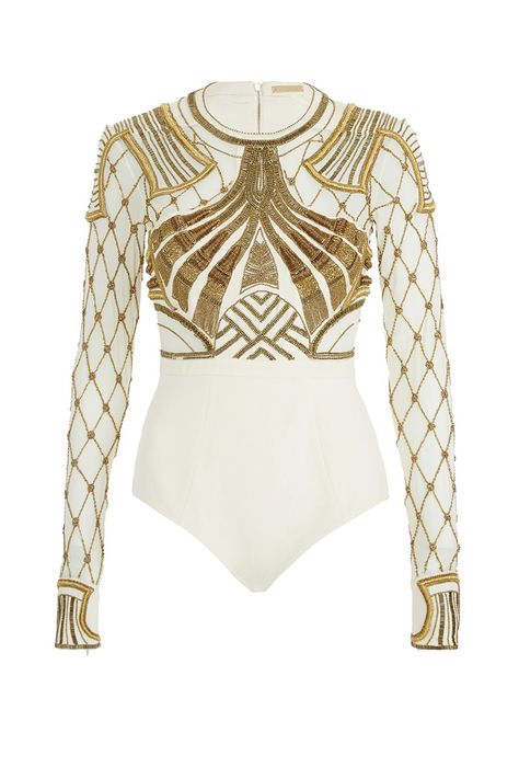 Sass & Bide Like a Boy Embellished Bodysuit, $2,200; sassandbide.com - ELLE.com Embellished Bodysuit, Cl Fashion, Body Suits, Figure Skating Dresses, Gala Dresses, Fantasy Dress, Pullover Shirt, Stage Outfits, Couture Collection