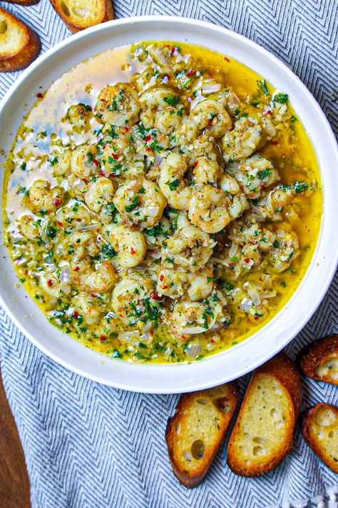 Shrimp Scampi Crostini, Shrimp Scampi Appetizer, Shrimp Crostini, Nutritional Tips, Impressive Appetizers, Fresh Bread Crumbs, Shrimp Seasoning, Sliced Baguette, Creole Seasoning