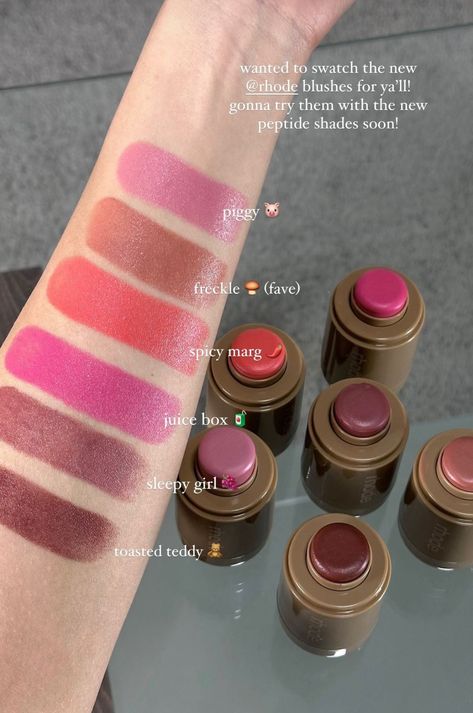 Rhode Swatches, Rhode Blush, Blush Swatches, Makeup Wishlist, Makeup List, Ethereal Makeup, Makeup Swatches, Makeup Obsession, Makeup Items