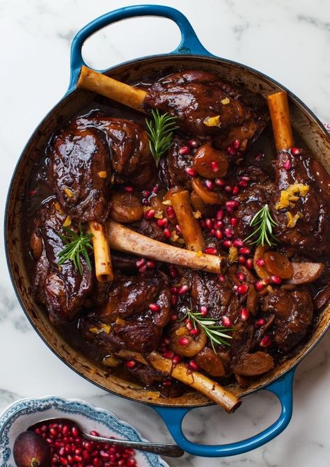 Braised Lamb Shanks with Winter Fruits - Simple Bites Lamb For Thanksgiving, Lamb Thanksgiving Recipes, Holiday Lamb Recipes, Christmas Lamb Dinner, Florida Thanksgiving, Taverns Recipe, Iftar Ideas, Tavern Food, Winter Feast