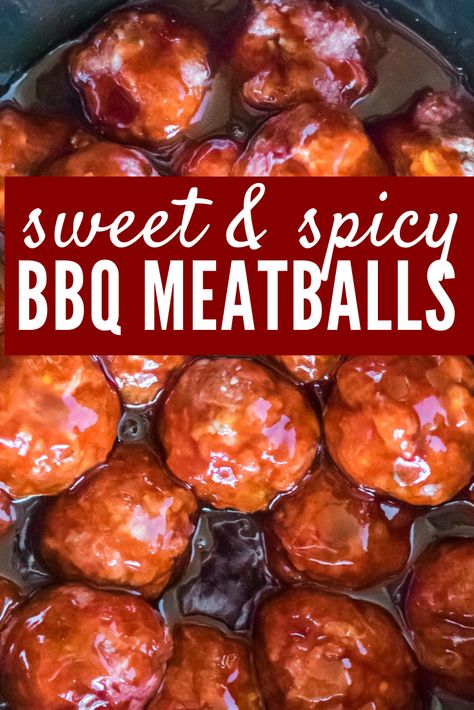 3 Ingredient Sweet And Spicy Meatballs, Crockpot Sweet And Spicy Meatballs, Meatballs Bbq Crockpot, Sweet And Spicy Bbq Meatballs, Smokies And Meatballs In Crockpot, Game Day Meatballs Crockpot, Frozen Meatball Sauce Recipes, Sweet Baby Rays Meatballs, Crockpot Meatballs And Weenies