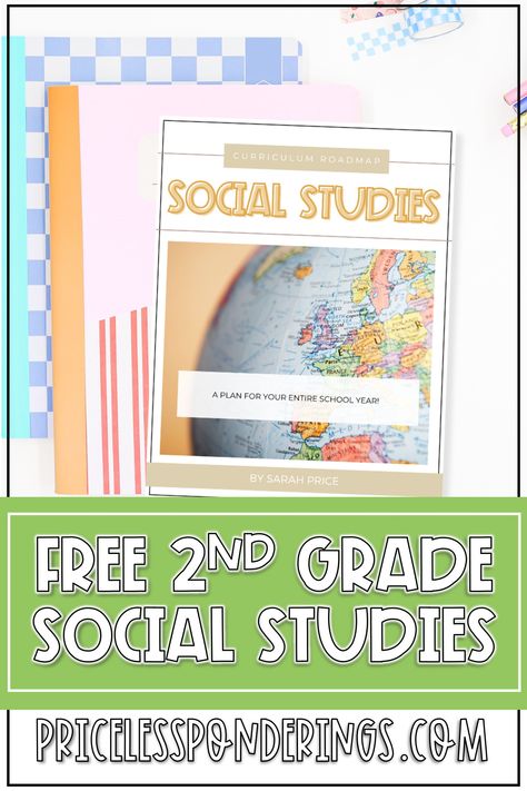 Unlock a year's worth of engaging social studies ideas for your second-grade class with our Free Social Studies Curriculum Roadmap! Tailored specifically for educators, this free resource simplifies planning with a complete year-long guide to help you create meaningful lessons on history, geography, community roles, and more. Perfect for busy second-grade teachers looking to enrich their classroom with a well-rounded social studies curriculum. 2nd Grade Social Studies Curriculum, 2nd Grade Social Studies, Interactive Notebooks Social Studies, 3rd Grade Social Studies, Pacing Guide, Social Studies Curriculum, Study Strategies, Curriculum Mapping, Social Studies Elementary