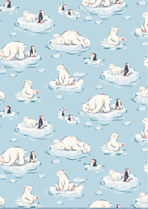 Polar Bear Christmas Polar Bear Wallpaper, Artic Wallpaper, Penguins Swimming, Cath Kidston Patterns, Polar Bear Wallpaper, Cath Kidston Wallpaper, Christmas Pattern Design, Cath Kidston Christmas, Penguin Wallpaper