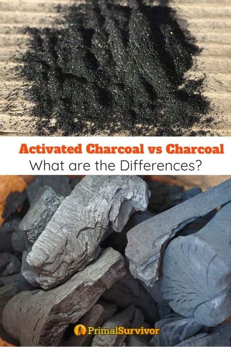 Here's the difference between charcoal and activated charcoal, how they are made, and whether you can use charcoal instead of activated charcoal. #activatedcharcoal #charcoal #differences #primalsurvivor Diy Charcoal Bags For Odor, How To Make Activated Charcoal, How To Make Charcoal, Diy Activated Charcoal, Making Charcoal, Diy Charcoal, Prepping Supplies, Growing Sage, Charcoal Uses