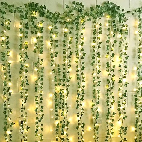 12 Packs Artificial Ivy, 84FT Garland Hanging Plants Fake Vines with 200 LED String Light for Bedroom Wedding Party Garden Wall Room Home Decor : Amazon.ca: Home Fake Plants Decor Bedroom Aesthetic, Fake Leaves Wall Decor Bedroom Aesthetic, Fake Vines, Home Decor Amazon, String Lights In The Bedroom, Hanging Bedroom, Ivy Vine, Artificial Garland, Birthday Inspo