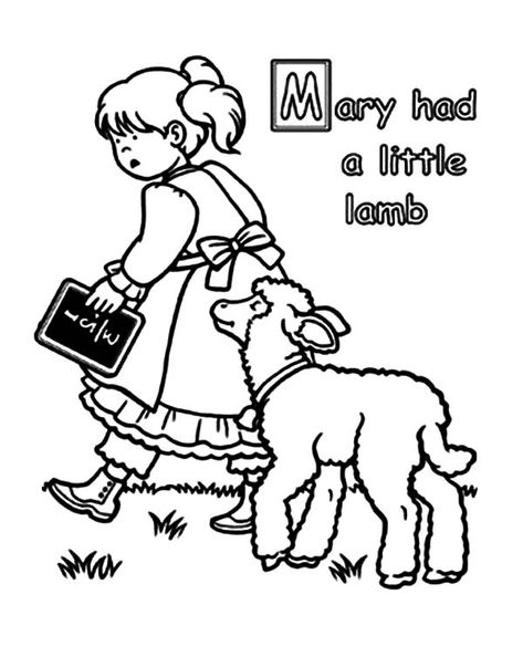 Mary Had A Little Lamb Coloring Pages For Kids : Color Luna Mary Had A Little Lamb Craft, Lamb Coloring Page, December Homeschool, Nursery Rhymes Preschool Crafts, Rhyming Preschool, Story Sacks, Nursery Rhymes Lyrics, Theme Baskets, Nursery Rhymes Preschool