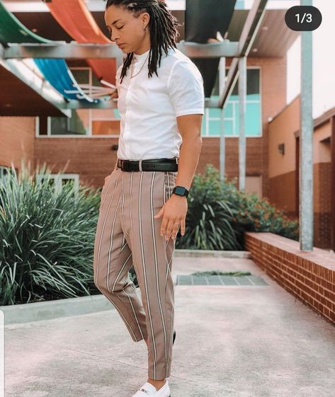 Masc Woman Wedding Attire, Lesbian Stud Wedding Outfits, Tomboy Corporate Outfits, Graduation Outfit Tomboy, Lesbian Interview Outfit, Masculine Presenting Outfits, Androgynous Fashion Women Tomboys, Stem Business Casual, Unisex Business Casual