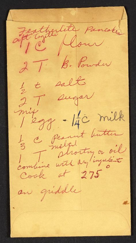 See Amazing Handwritten Recipes from George Washington, Rosa Parks and Other Historical Figures Peanut Butter Pancakes, Fluffy Pancake Recipe, Celebrity Recipes, Handwritten Recipes, Grandmas Recipes, Old Fashioned Recipes, Rosa Parks, Peanut Butter Recipes, Retro Recipes