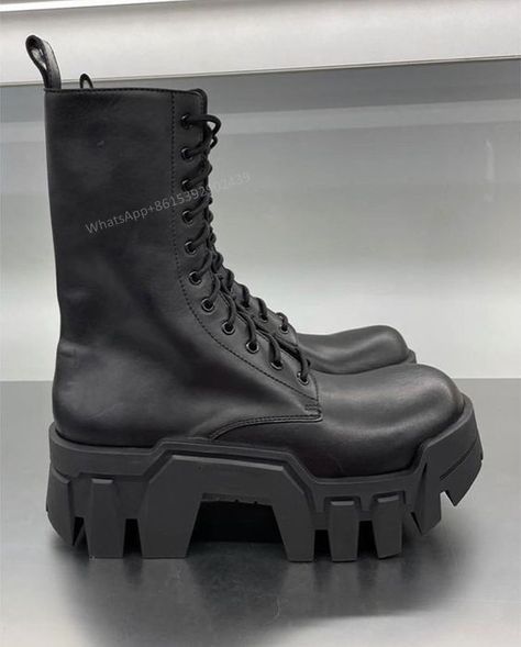 none Balenciaga Bulldozer Boots, Dark Shoes, Concept Shoes, Chase Carter, Balenciaga Boots, Leather Combat Boots, Army Boots, Leather Loafer Shoes, Shoe Bags