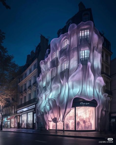 Translucent Material Architecture, Horror Architecture, Organic Facade, Architecture Photography Buildings, Wow Photo, Facade Lighting, Unique Architecture, Futuristic Architecture, Facade Design