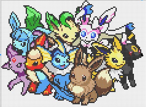 Eeveelutions Cross Stitch, Eeveelutions Perler Bead Patterns, Eeveelution Pixel Art, Perler Bead Patterns Large, Perler Bead Patterns Pokemon, Cross Stitch Pokemon, Pixel Art Stitch, Pokemon Pixel Art, Geeky Cross Stitch Patterns