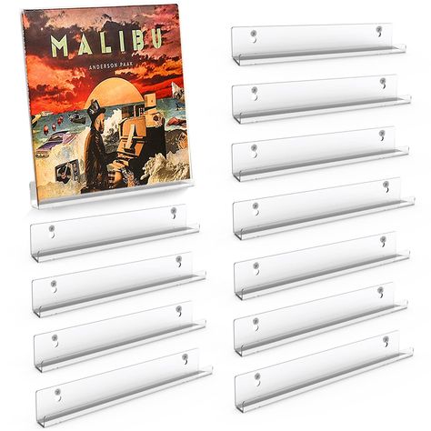 PRICES MAY VARY. 【What You Will Get】You will get 12 pieces clear vinyl record wall shelves(12"L X 1.57"W X 1.57"H each). 12 sets screws and anchors with a screwdriver. Every vinyl record holder with one poly bag to avoid scratch. 【Reliable Material】The vinyl record stand made of high-quality acrylic material has ultra-high light transmittance. The Smooth and seamless design highlighting the craftsmanship. The front lip design can prevent the record from falling. 【Easy to Install】Come with plasti Record Shelf Wall, Vinyl Record Shelf, Vinyl Record Stand, Vinyl Shelf, Vinyl Record Holder, Vinyl Record Display, Record Shelf, Record Display, Vinyl Records Covers