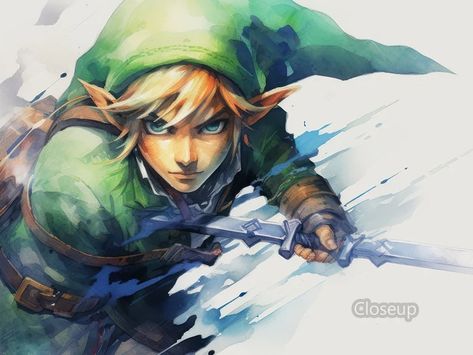 Link Instant Download, Watercolor Painting, Zelda Wall Art, Legend of Zelda, Home Decor, Zelda Poster, Breath of the Wild - Etsy Norway Zelda Watercolor, Link Fan Art, Zelda Poster, Zelda Breath Of The Wild, Zelda Art, 인물 드로잉, Zelda Breath, Breath Of The Wild, Legend Of Zelda