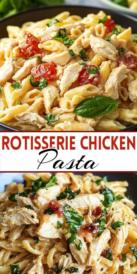 Transform your store-bought rotisserie chicken into a delicious, creamy pasta dish that’s ready in under 30 minutes! This quick and easy Rotisserie Chicken Pasta recipe combines juicy, tender chicken with a rich, savory sauce. 🌟 💥 Try it out tonight and elevate your pasta game! 🍽️ 🔗 Click here for the full recipe and step-by-step video tutorial! #RotisserieChickenPasta #EasyDinner #WeeknightMeal #ChickenRecipes #QuickMeals #FamilyDinner Rotisserie Chicken Pasta Recipes, Rotisserie Chicken Pasta, Pasta With Garlic, Creamy Pasta Dishes, Easy Pasta Dishes, Garlic Pasta, Pasta Dinner Recipes, Rotisserie Chicken Recipes, Perfect Pasta