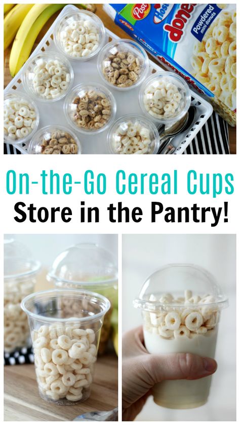 These cereal cups are the perfect on the go breakfast or snack. Prepare a basketful to store in the pantry then add a splash of milk before heading out the door! #ad @walmart @hostesscereals #HostessCereal #TheNextBigThingIsTiny How To Pack Cereal And Milk For Lunch, Easy On The Go Breakfast, Group Snacks, Strawberry Slippers, Homemaking Hacks, Strawberry Rhubarb Compote, Breakfast Station, Cereal Packaging, Movie Food