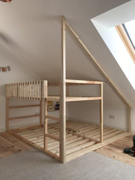 Loft Bed Ikea Hack, Ikea Bunk Bed Hack, Ikea Bunk Bed, Ikea Bed Hack, Ikea Hack Kids, Ikea Kids Room, Ikea Kura Bed, Kura Bed, Ikea Kura