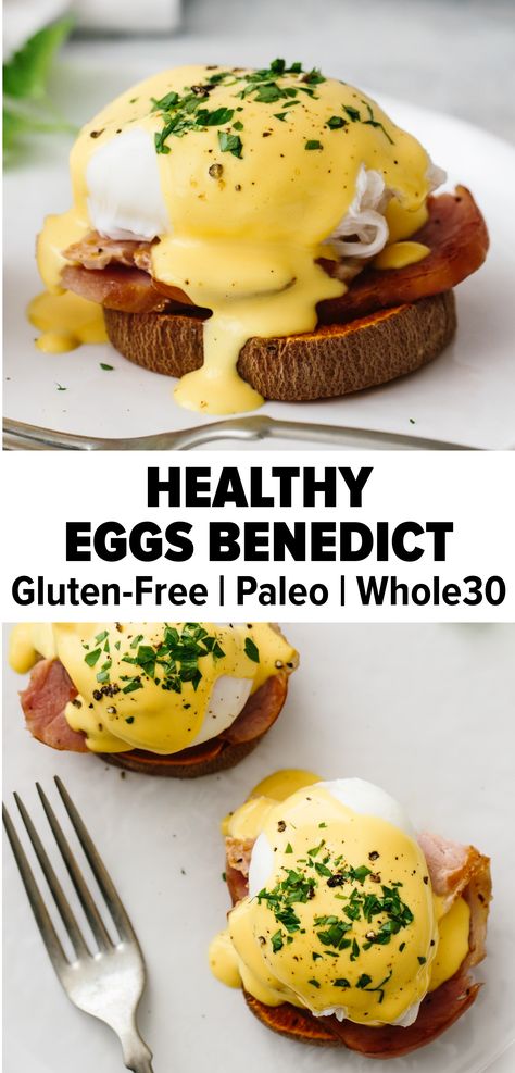 Healthy Eggs Benedict, Poached Eggs Breakfast, Benedict Recipe, Potato Toast, Eggs Benedict Recipe, Healthy Egg Recipes, Healthy Gluten Free Breakfast, Healthy Sweet Potato, Egg Benedict