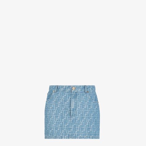 Jeans Skirt - Light blue FF denim skirt | Fendi Fendi Clothes, Fendi Jeans, Fendi Skirt, Brown Suede Skirt, Crepe Skirts, Jeans Skirt, Shoulder Strap Bag, Travel Bags For Women, Chic Leather