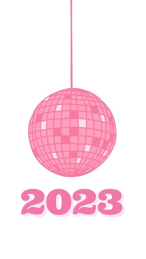 2023 Pink Logo, 2023 Vision Board Pink, Disco Color Palette, New Year Iphone Wallpaper, Pink Ipad Wallpaper, Background Color Palette, Disco Ball Hanging, Pink 2023, Pink Disco Ball